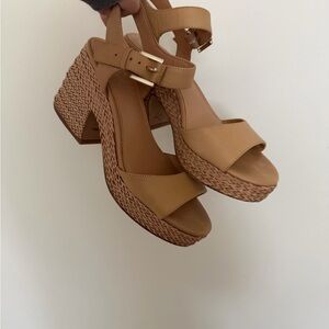 Vince Camuto Tan Woven Wedge Sandals